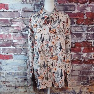 Southwestern Print Silky Shirt